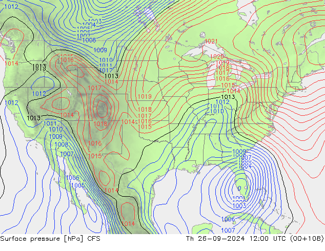 Presión superficial CFS jue 26.09.2024 12 UTC