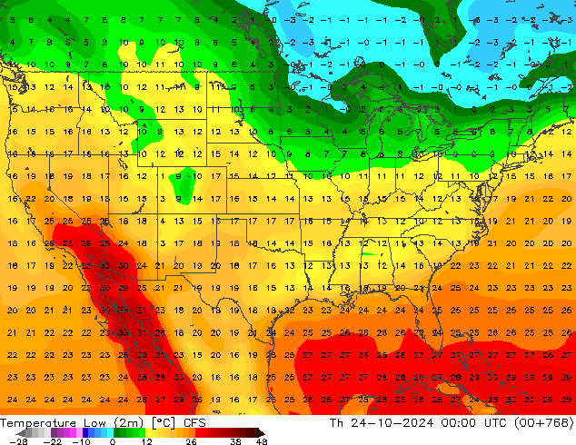 Tiefstwerte (2m) CFS Do 24.10.2024 00 UTC