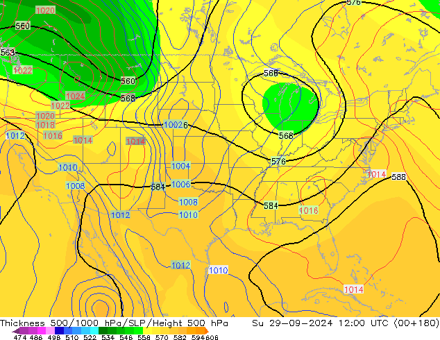 Thck 500-1000hPa CFS  29.09.2024 12 UTC