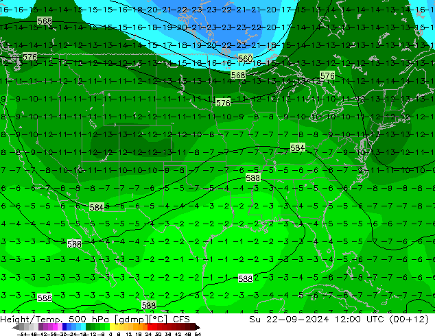 Hoogte/Temp. 500 hPa CFS zo 22.09.2024 12 UTC