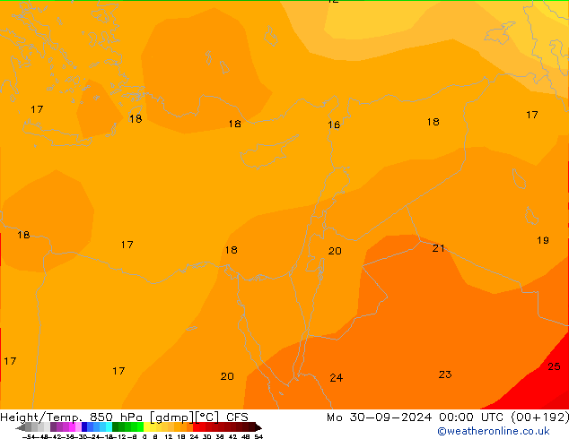 Height/Temp. 850 hPa CFS  30.09.2024 00 UTC