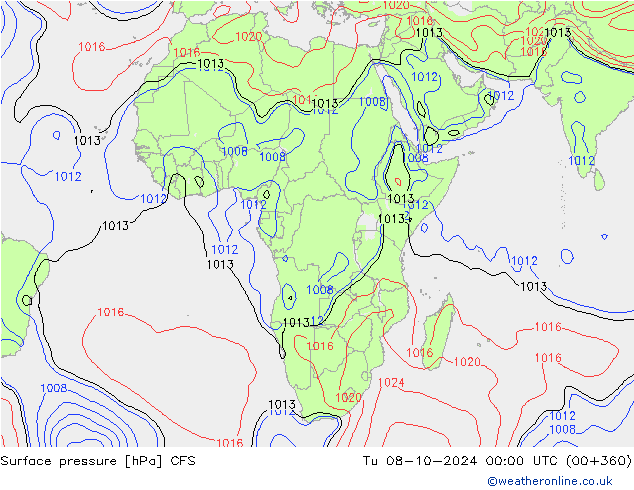 Luchtdruk (Grond) CFS di 08.10.2024 00 UTC