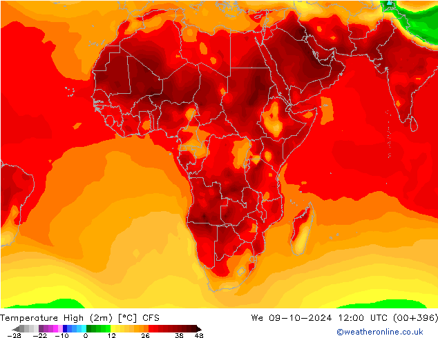 Temperature High (2m) CFS We 09.10.2024 12 UTC