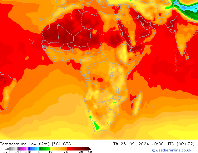 Min.temperatuur (2m) CFS do 26.09.2024 00 UTC