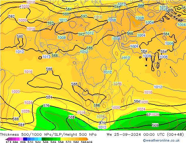 Dikte 500-1000hPa CFS wo 25.09.2024 00 UTC