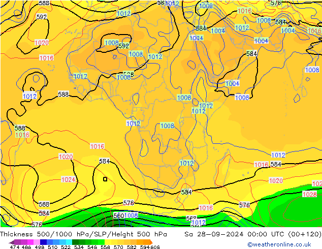 Schichtdicke 500-1000 hPa CFS Sa 28.09.2024 00 UTC