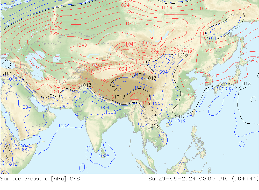 Atmosférický tlak CFS Ne 29.09.2024 00 UTC