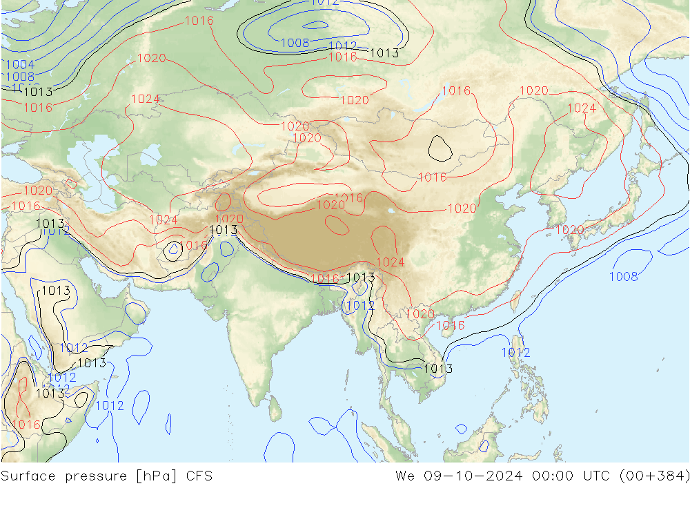 приземное давление CFS ср 09.10.2024 00 UTC