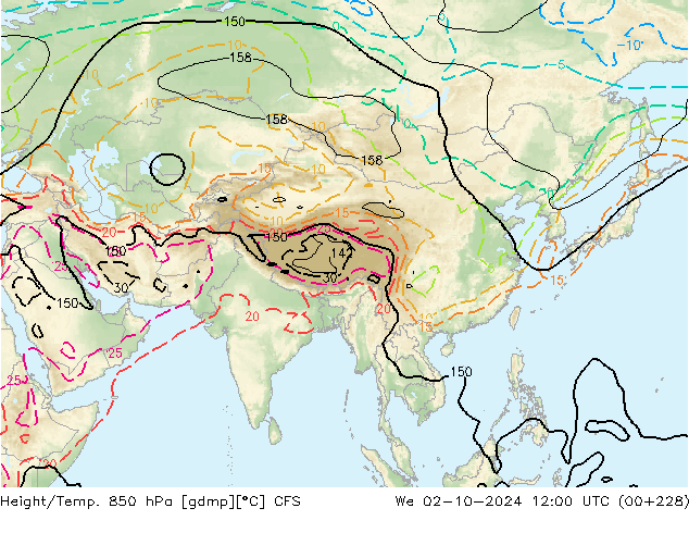 Height/Temp. 850 hPa CFS We 02.10.2024 12 UTC