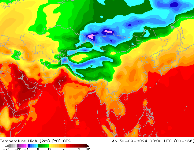 Temperature High (2m) CFS Mo 30.09.2024 00 UTC