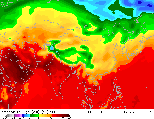 Temperature High (2m) CFS Fr 04.10.2024 12 UTC