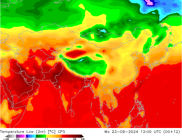 Temperatura mín. (2m) CFS lun 23.09.2024 12 UTC