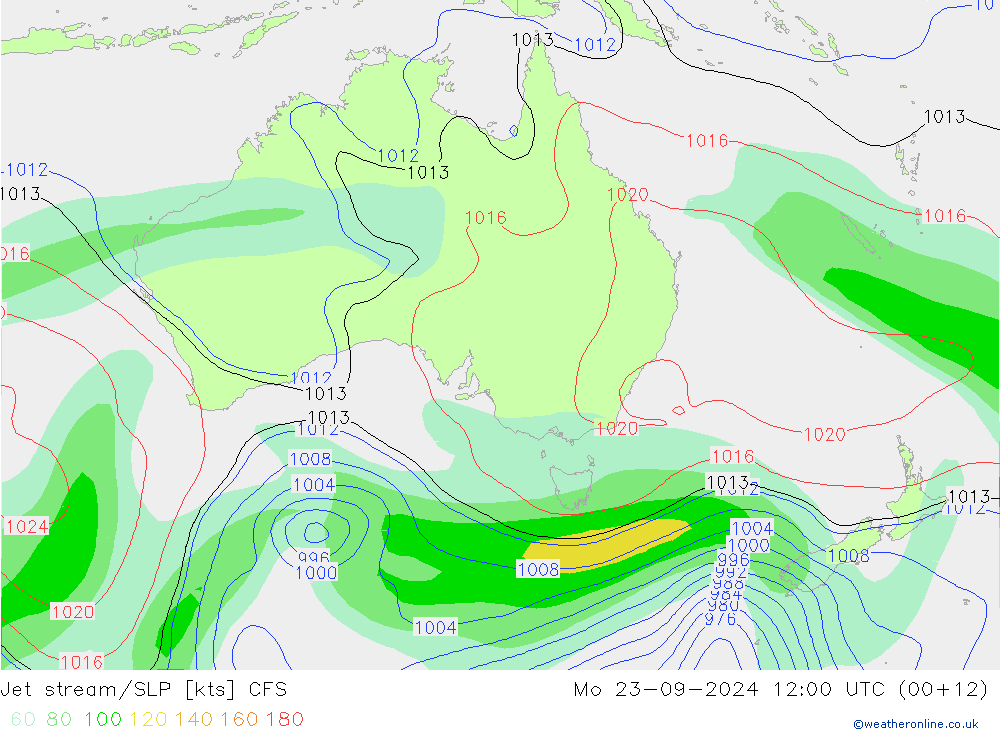 Corriente en chorro CFS lun 23.09.2024 12 UTC