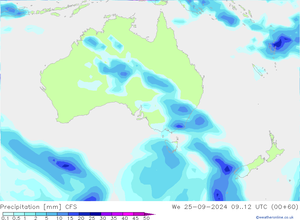 Precipitazione CFS mer 25.09.2024 12 UTC