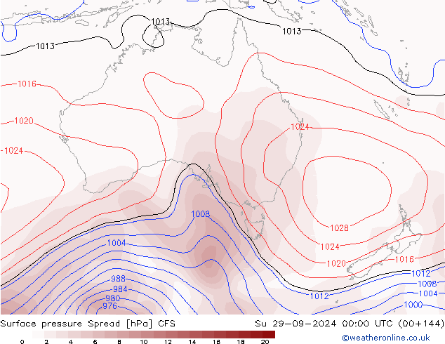 Atmosférický tlak Spread CFS Ne 29.09.2024 00 UTC