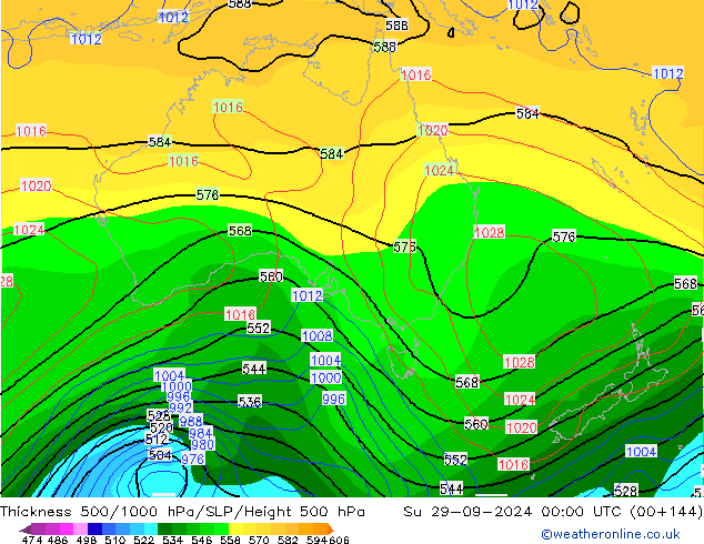 Thck 500-1000гПа CFS Вс 29.09.2024 00 UTC