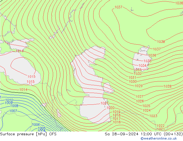 Surface pressure CFS Sa 28.09.2024 12 UTC