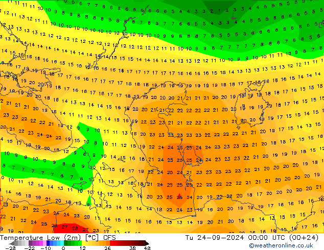 Temp. minima (2m) CFS mar 24.09.2024 00 UTC