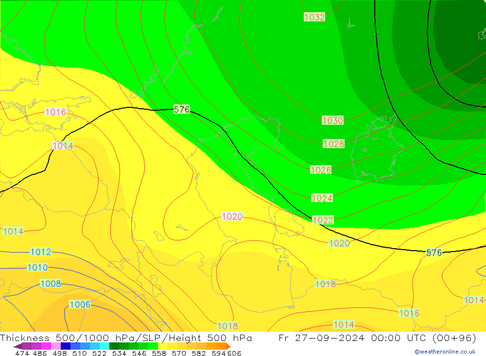 Thck 500-1000hPa CFS Fr 27.09.2024 00 UTC