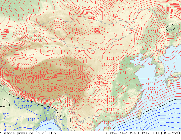 Luchtdruk (Grond) CFS vr 25.10.2024 00 UTC