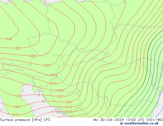 Presión superficial CFS lun 30.09.2024 12 UTC