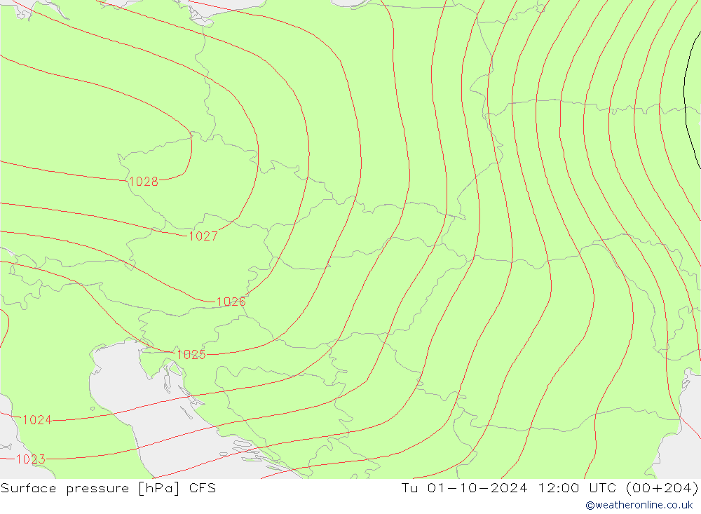 Surface pressure CFS Tu 01.10.2024 12 UTC