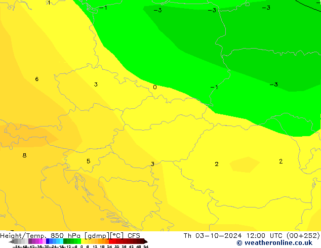 Height/Temp. 850 hPa CFS Qui 03.10.2024 12 UTC