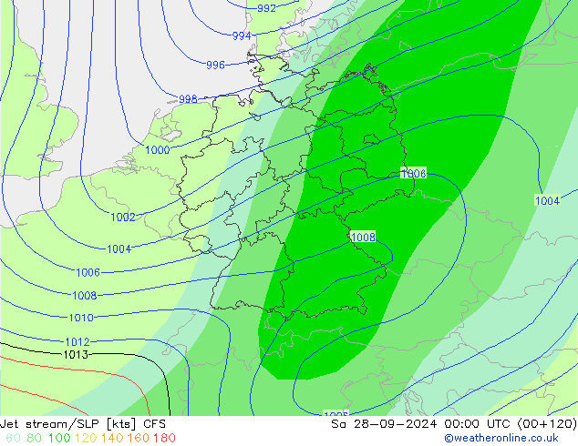 Corrente a getto CFS sab 28.09.2024 00 UTC