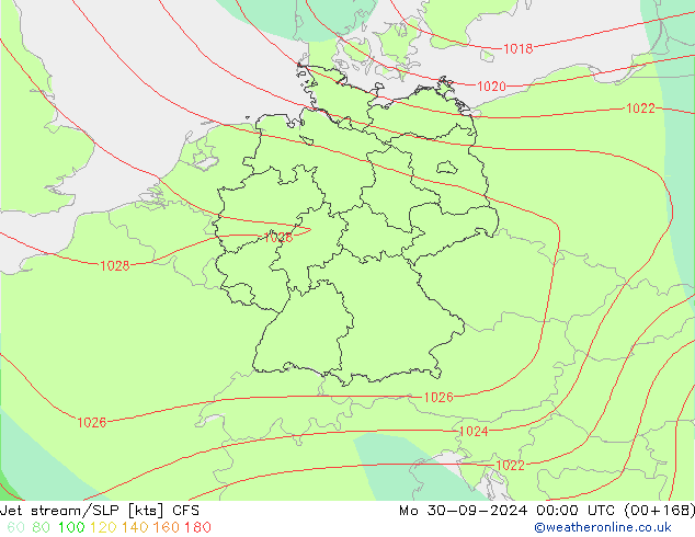 Jet stream/SLP CFS Mo 30.09.2024 00 UTC