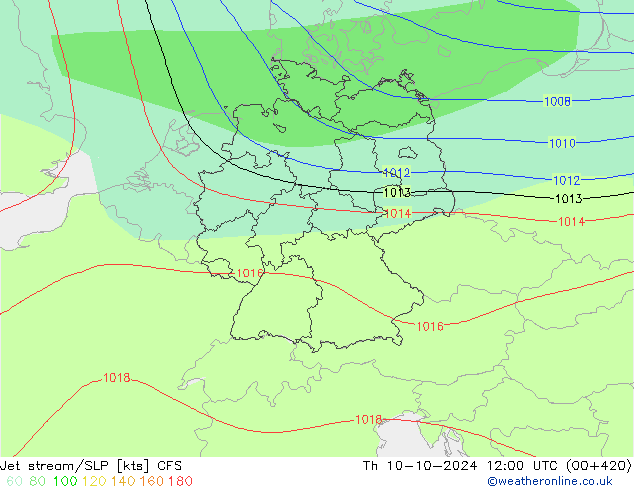 Jet stream/SLP CFS Th 10.10.2024 12 UTC