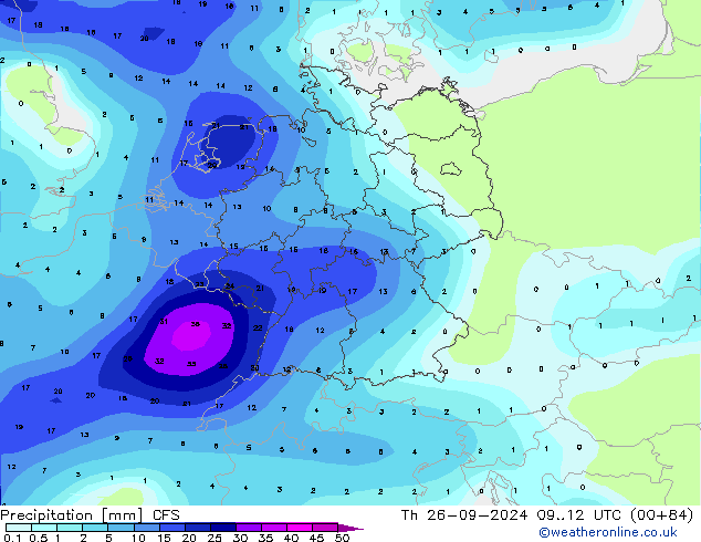 Srážky CFS Čt 26.09.2024 12 UTC