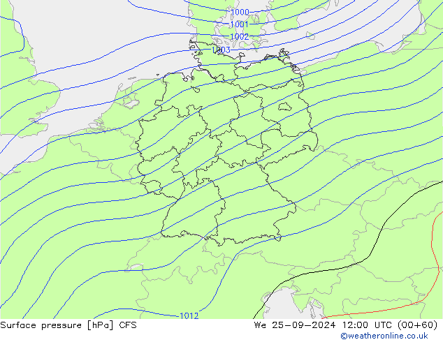 Surface pressure CFS We 25.09.2024 12 UTC