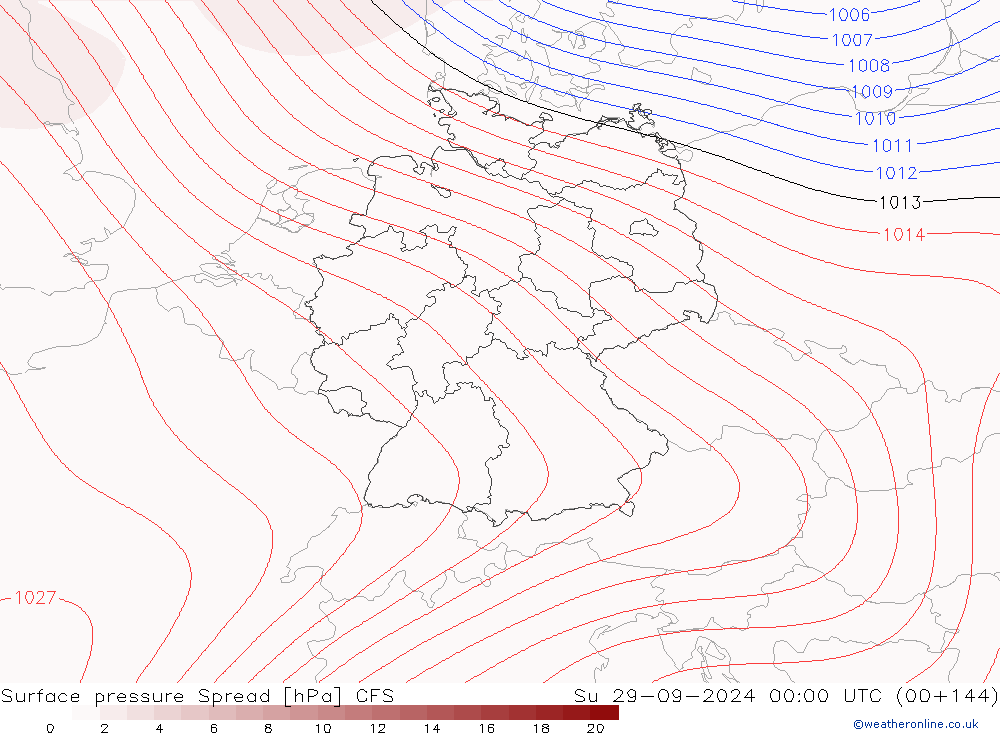 Surface pressure Spread CFS Su 29.09.2024 00 UTC