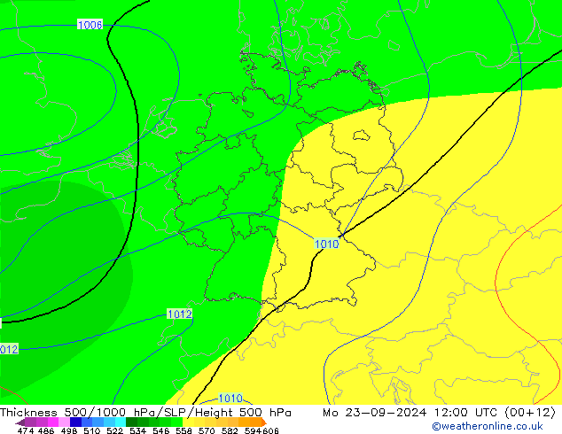 Thck 500-1000гПа CFS пн 23.09.2024 12 UTC