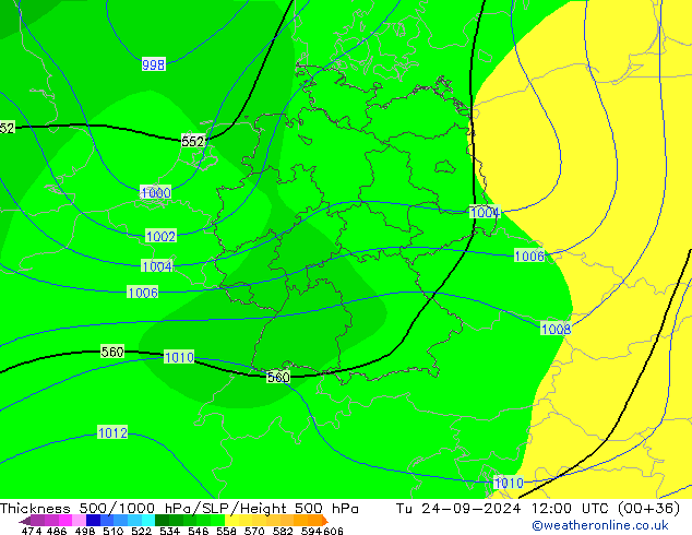 Schichtdicke 500-1000 hPa CFS Di 24.09.2024 12 UTC