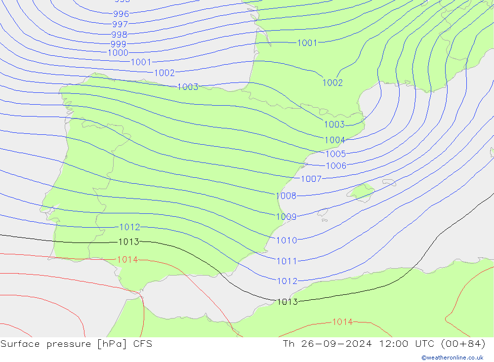 Atmosférický tlak CFS Čt 26.09.2024 12 UTC