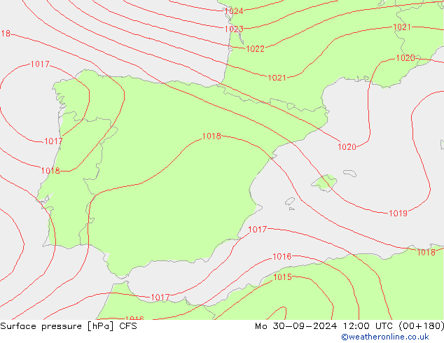 Surface pressure CFS Mo 30.09.2024 12 UTC