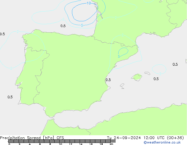 Precipitation Spread CFS Tu 24.09.2024 12 UTC