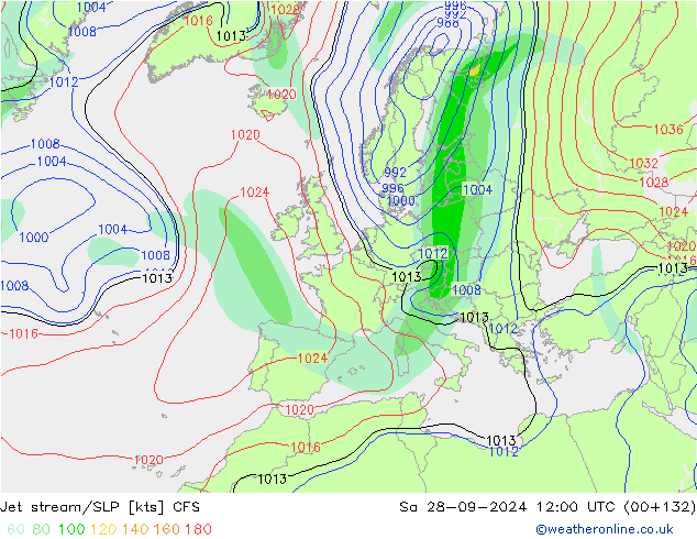 Jet stream/SLP CFS Sa 28.09.2024 12 UTC