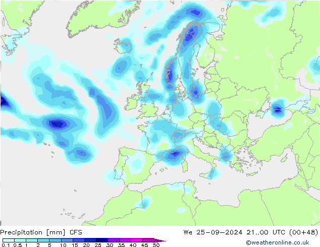 Précipitation CFS mer 25.09.2024 00 UTC