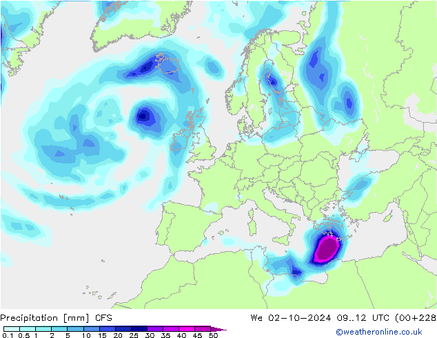 Precipitation CFS We 02.10.2024 12 UTC