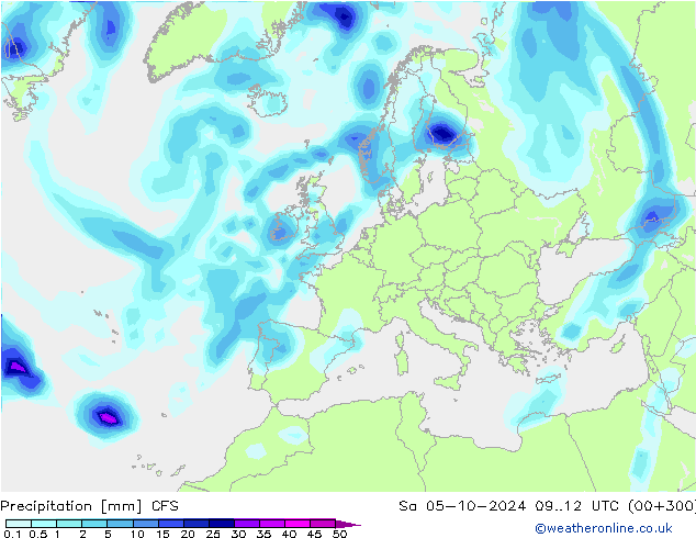 Srážky CFS So 05.10.2024 12 UTC