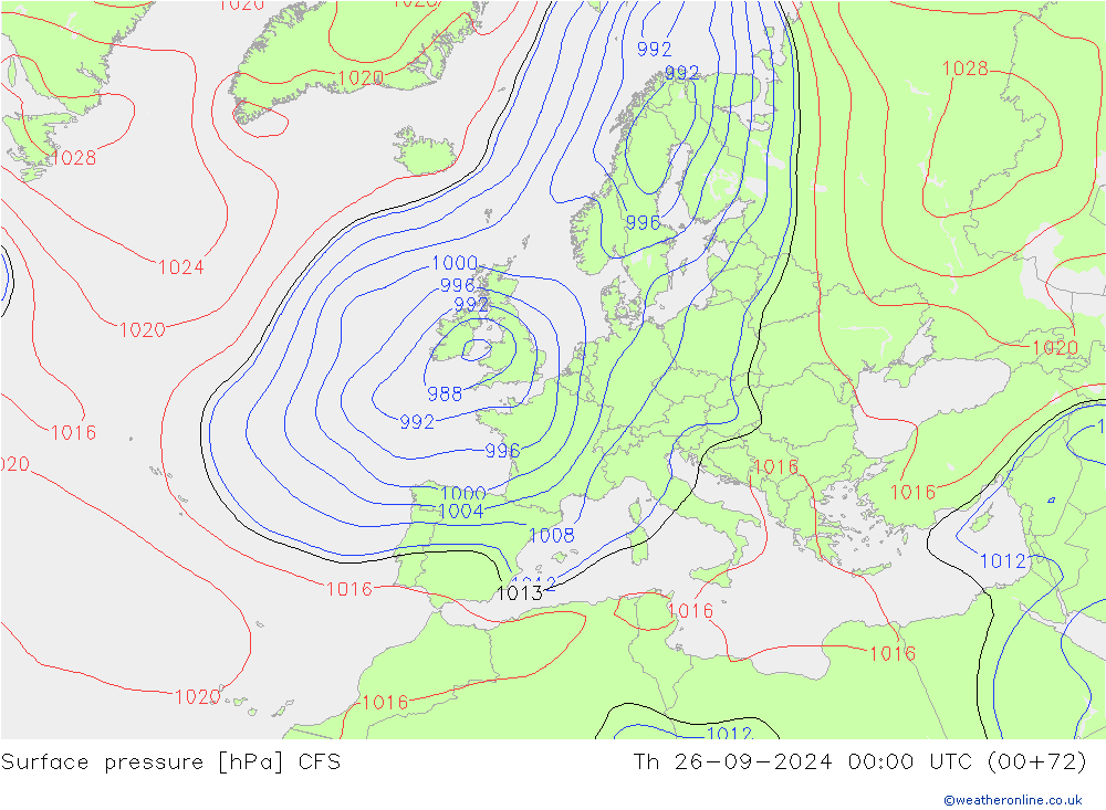 Surface pressure CFS Th 26.09.2024 00 UTC