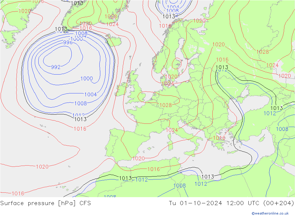 приземное давление CFS вт 01.10.2024 12 UTC