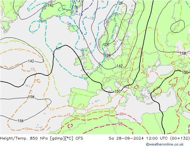 Géop./Temp. 850 hPa CFS sam 28.09.2024 12 UTC