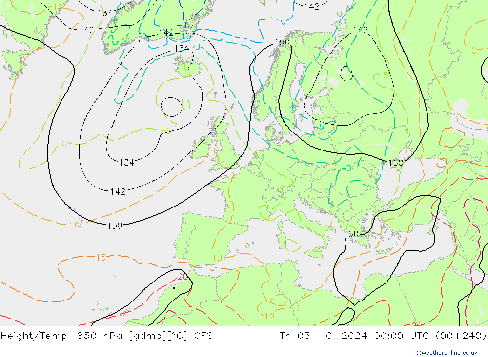 Height/Temp. 850 hPa CFS Th 03.10.2024 00 UTC