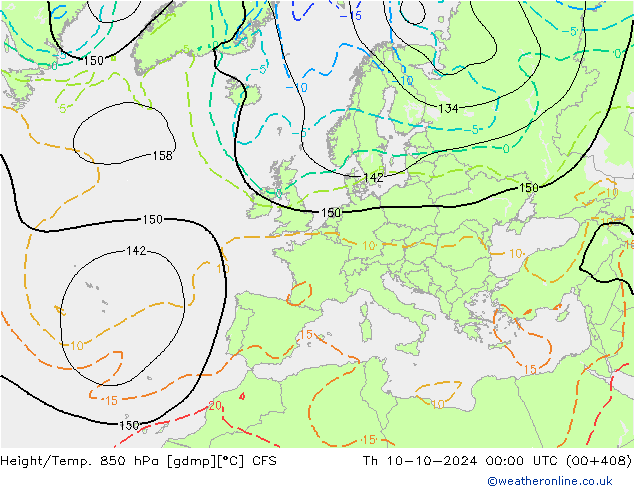 Height/Temp. 850 hPa CFS Do 10.10.2024 00 UTC