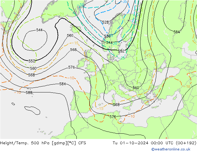 Height/Temp. 500 hPa CFS  01.10.2024 00 UTC