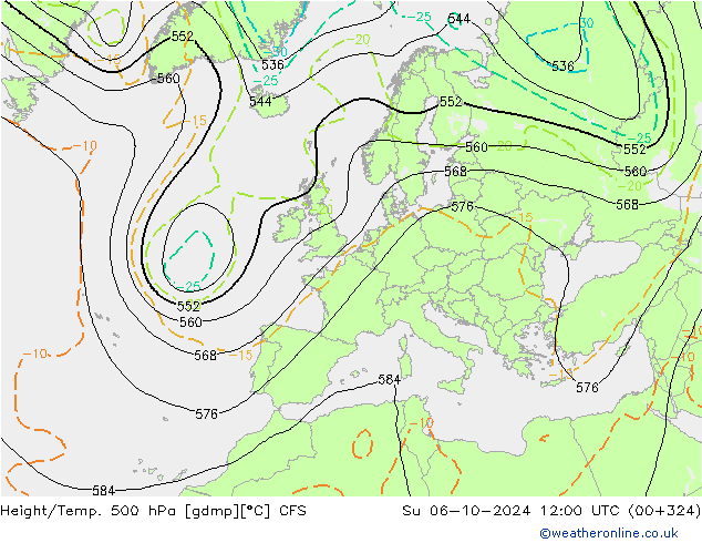 Height/Temp. 500 hPa CFS dom 06.10.2024 12 UTC