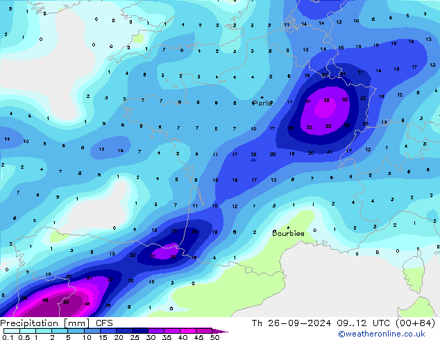 осадки CFS чт 26.09.2024 12 UTC